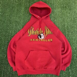 Vintage 90s Men's Florida State Seminoles FSU Embroidered Spellout Hoodie XL USA